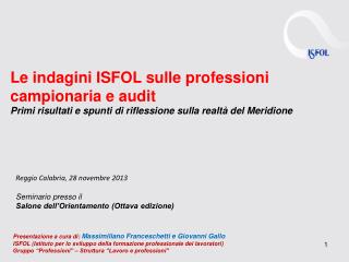 Le indagini ISFOL sulle professioni campionaria e audit