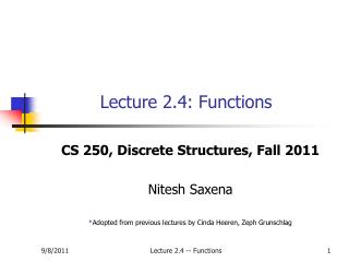 Lecture 2.4: Functions
