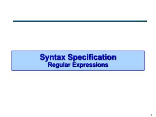 Syntax Specification Regular Expressions