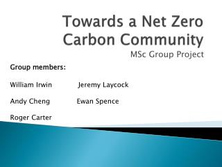 Towards a Net Zero Carbon Community