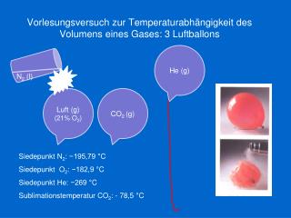 Vorlesungsversuch zur Temperaturabhängigkeit des Volumens eines Gases: 3 Luftballons