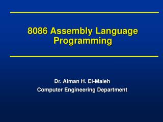 8086 Assembly Language Programming