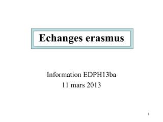 Echanges erasmus