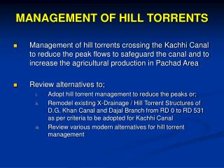 MANAGEMENT OF HILL TORRENTS