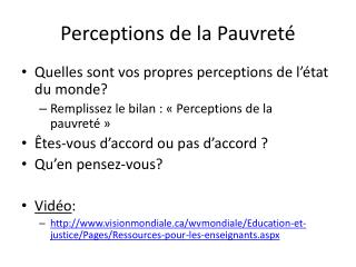 Perceptions de la Pauvreté