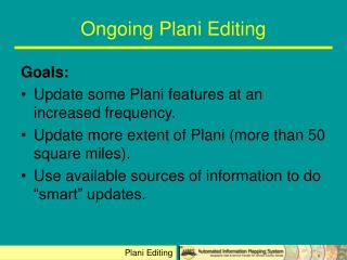 Ongoing Plani Editing