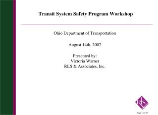 Transit System Safety Program Workshop