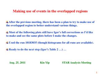 Making use of events in the overlapped regions