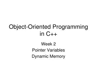 Object-Oriented Programming in C++