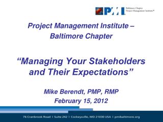 Project Management Institute – Baltimore Chapter