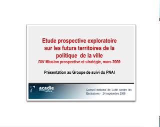 Etude prospective exploratoire sur les futurs territoires de la politique de la ville