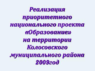 Реализация приоритетного национального проекта «Образование»