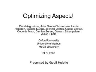 Optimizing AspectJ