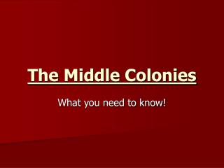 The Middle Colonies