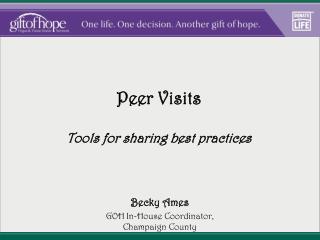 Peer Visits Tools for sharing best practices