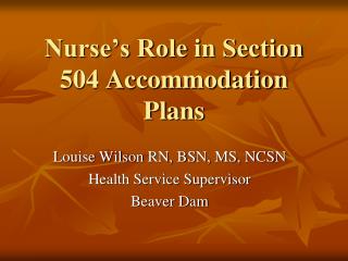 Nurse’s Role in Section 504 Accommodation Plans