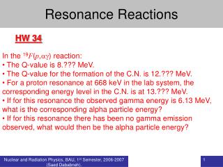 Resonance Reactions