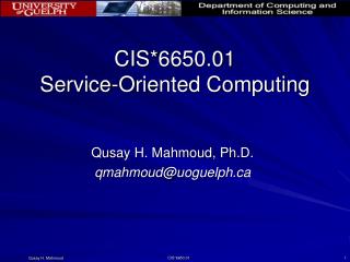 CIS*6650.01 Service-Oriented Computing