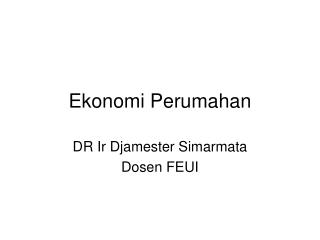 Ekonomi Perumahan