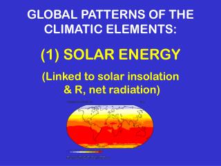 GLOBAL PATTERNS OF THE CLIMATIC ELEMENTS: (1) SOLAR ENERGY