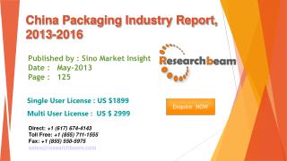 China Packaging Market Size, Share, Analysis 2013-2016