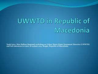 UWWTD in Republic of Macedonia