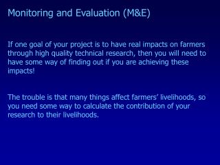 Monitoring and Evaluation (M&amp;E)