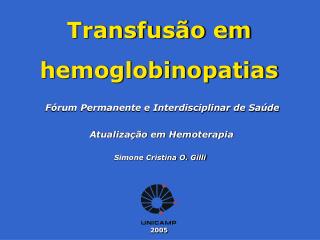 Transfusão em hemoglobinopatias