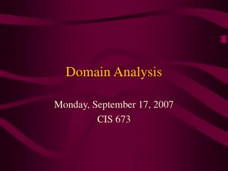 Domain Analysis