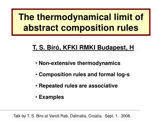 The thermodynamical limit of abstract composition rules