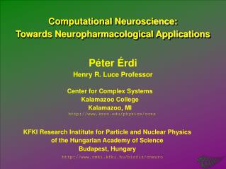 Computational Neuroscience: Towards Neuropharmacological Applications