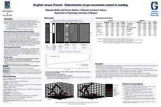 English versus French: Determinants of eye movement control in reading