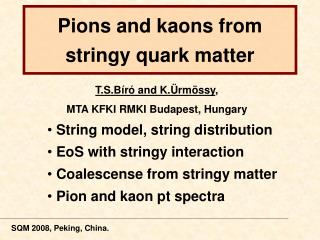 Pions and kaons from stringy quark matter