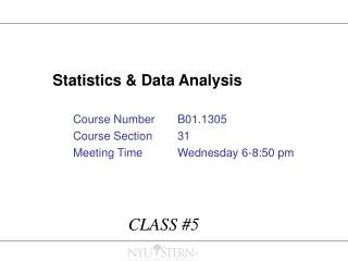 Statistics &amp; Data Analysis