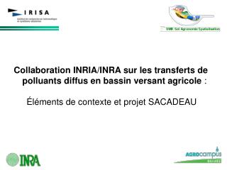 Collaboration INRIA/INRA sur les transferts de polluants diffus en bassin versant agricole :