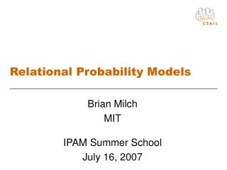 Relational Probability Models