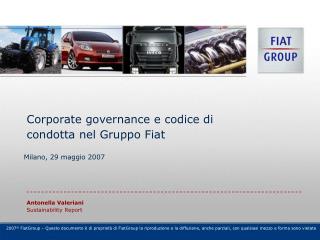 Corporate governance e codice di condotta nel Gruppo Fiat