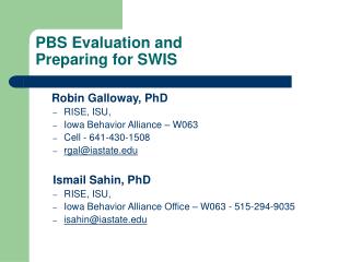 PBS Evaluation and Preparing for SWIS