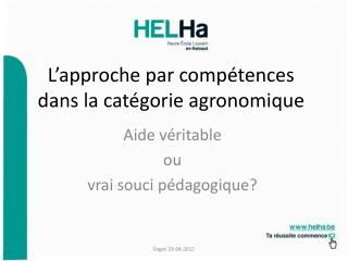 L’approche par compétences dans la catégorie agronomique