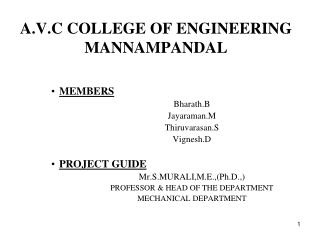 A.V.C COLLEGE OF ENGINEERING MANNAMPANDAL