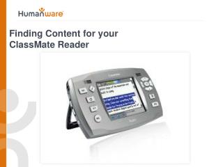 Finding Content for your ClassMate Reader