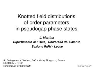 Knotted field distributions of order parameters in pseudogap phase states