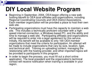 DIY Local Website Program