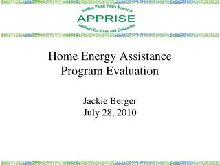 Home Energy Assistance Program Evaluation