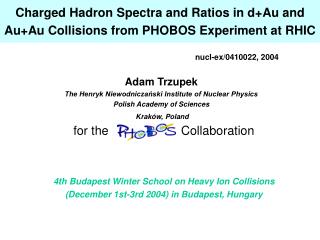 Charged Hadron Spectra and Ratios in d+Au and Au+Au Collisions from PHOBOS Experiment at RHIC
