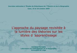 Journées nationales d ’Études de Didactiques de l ’Histoire et de la Géographie