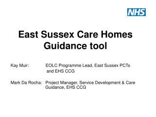 East Sussex Care Homes Guidance tool