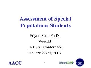 Assessment of Special Populations Students