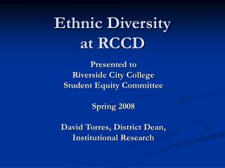 Ethnic Diversity at RCCD