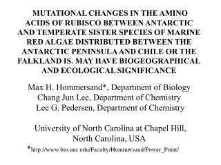 MUTATIONAL CHANGES IN THE AMINO ACIDS OF RUBISCO BETWEEN ANTARCTIC